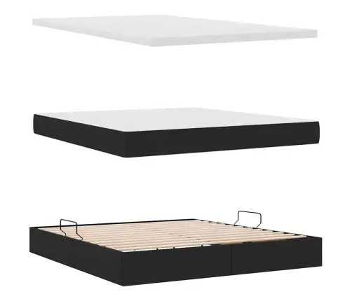 Gulta Ar Uzglabāšanas Vietu Un Matraci Melna 180 X 200 Cm Vidaxl
