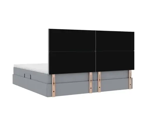 Voodi Hoiukohaga Ja Madratsiga Helehall 200 X 200 Cm Polüester