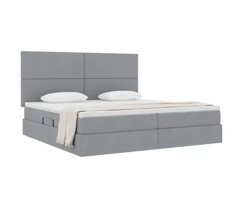 Voodi Hoiukohaga Ja Madratsiga Helehall 200 X 200 Cm Polüester