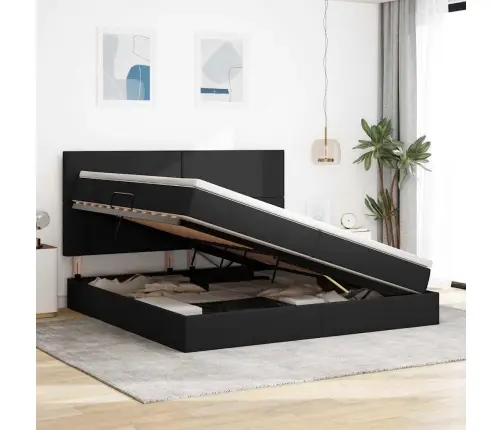 Glabāšanas Gulta Ar Matraci Melna 200 X 200 Cm Mākslīgā Āda Vidaxl