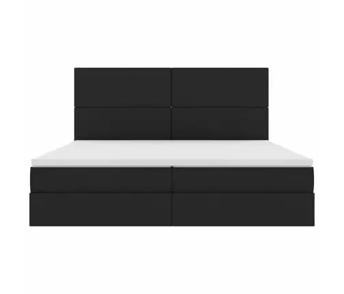 Glabāšanas Gulta Ar Matraci Melna 200 X 200 Cm Mākslīgā Āda Vidaxl