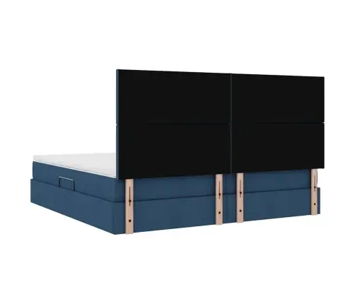 Glabāšanas Gulta Ar Matraci Zila 200 X 200 Cm Mākslīgā Āda Vidaxl