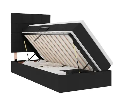 Gulta Ar Uzglabāšanas Vietu Un Matraci Melna 90 X 200 Cm Vidaxl