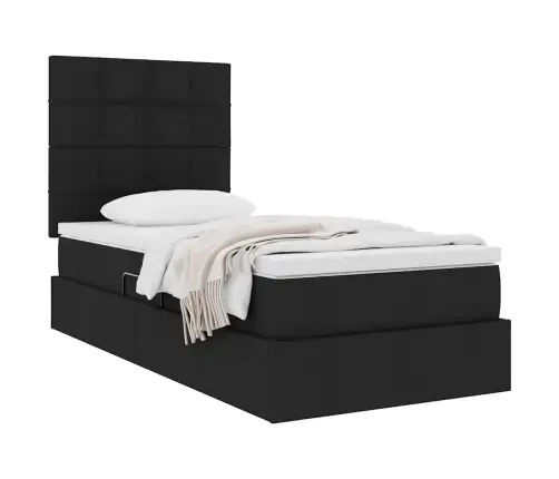 Gulta Ar Uzglabāšanas Vietu Un Matraci Melna 90 X 200 Cm Vidaxl