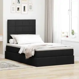 Gulta Ar Uzglabāšanas Vietu Un Matraci Melna 120 X 190 Cm Vidaxl