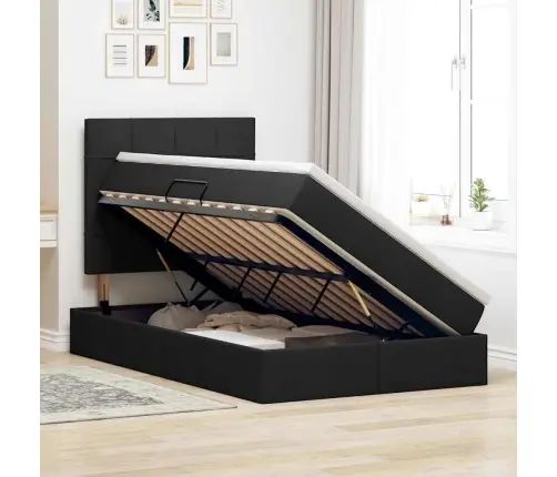 Glabāšanas Gulta Ar Matraci Melna 120 X 200 Cm Mākslīgā Āda Vidaxl