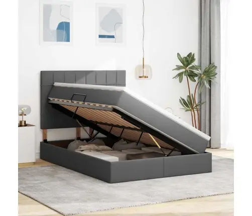 Glabāšanas Gulta Tumši Pelēks 140 X 190 Cm Mākslīgā Āda Vidaxl