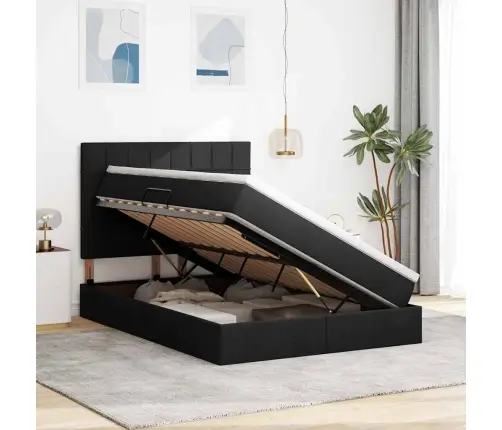 Glabāšanas Gulta Ar Matraci Melna 140 X 190 Cm Mākslīgā Āda Vidaxl