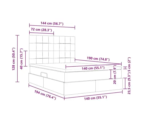 Glabāšanas Gulta Ar Matraci Melna 140 X 190 Cm Mākslīgā Āda Vidaxl