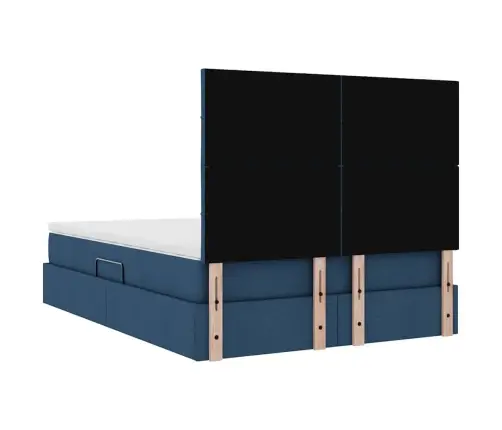 Glabāšanas Gulta Ar Matraci Zila 140 X 200 Cm Mākslīgā Āda Vidaxl