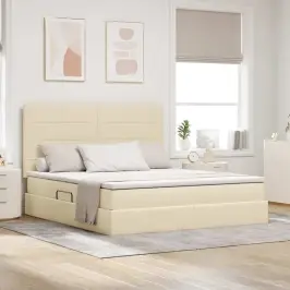 Gulta Ar Uzglabāšanas Vietu Un Matraci Krēms 160 X 200 Cm Vidaxl Gulta Ar Uzglabāšanas Vietu Un Matraci Krēms 160 X 200 Cm Vidaxl