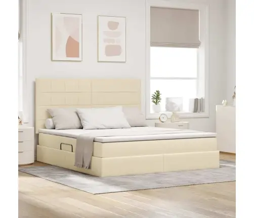 Gulta Ar Uzglabāšanas Vietu Un Matraci Krēms 160 X 200 Cm Vidaxl