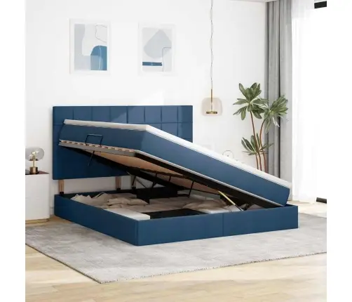 Glabāšanas Gulta Ar Matraci Zila 180 X 200 Cm Mākslīgā Āda Vidaxl