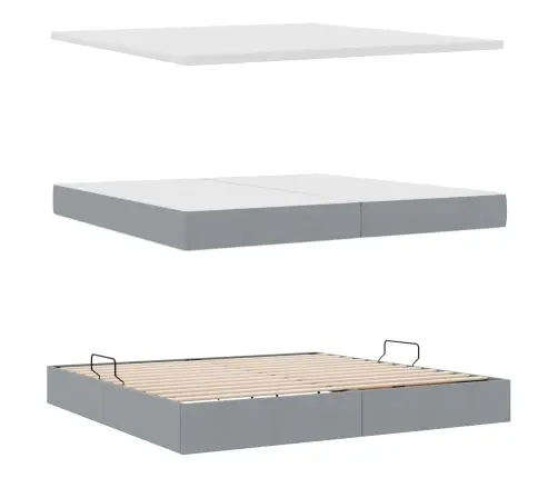 Glabāšanas Gulta Gaiši Pelēks 200 X 200 Cm Mākslīgā Āda Vidaxl