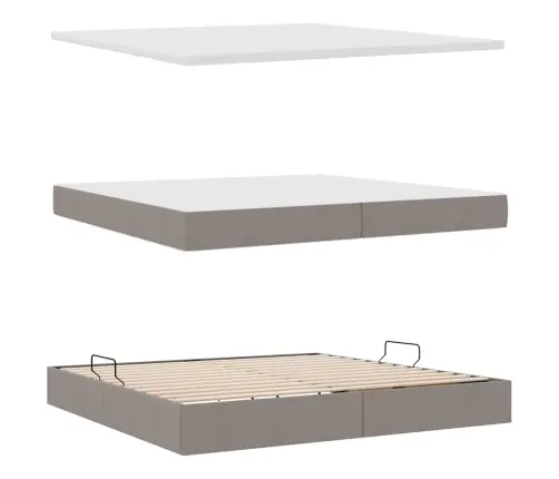 Saugos Lova Su Čiužiniu Taupe 200 X 200 Cm Dirbtinė Oda