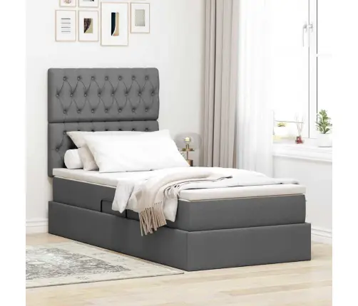 Gulta Ar Uzglabāšanas Vietu Un Matraci Tumši Pelēks 90 X 190 Cm Vidaxl