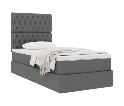 Gulta Ar Uzglabāšanas Vietu Un Matraci Tumši Pelēks 90 X 190 Cm Vidaxl