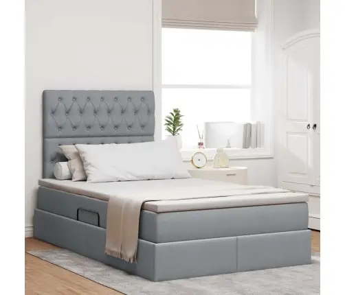 Glabāšanas Gulta Gaiši Pelēks 120 X 190 Cm Mākslīgā Āda Vidaxl