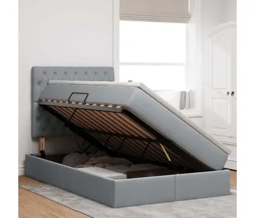 Glabāšanas Gulta Gaiši Pelēks 120 X 190 Cm Mākslīgā Āda Vidaxl