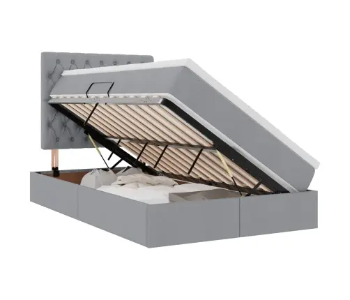 Glabāšanas Gulta Gaiši Pelēks 120 X 190 Cm Mākslīgā Āda Vidaxl