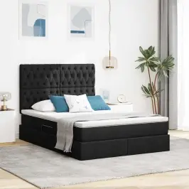 Gulta Ar Uzglabāšanas Vietu Un Matraci Melna 140 X 190 Cm Vidaxl Gulta Ar Uzglabāšanas Vietu Un Matraci Melna 140 X 190 Cm Vidaxl