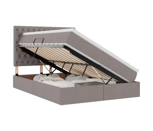 Voodi Hoiukohaga Ja Madratsiga Peaga Pruunikashall 140 X 190 Cm