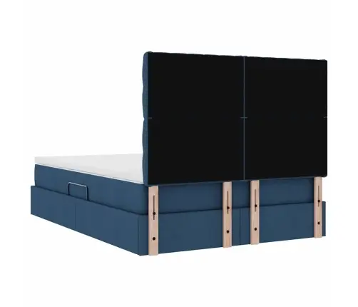 Glabāšanas Gulta Ar Matraci Zila 140 X 200 Cm Mākslīgā Āda Vidaxl