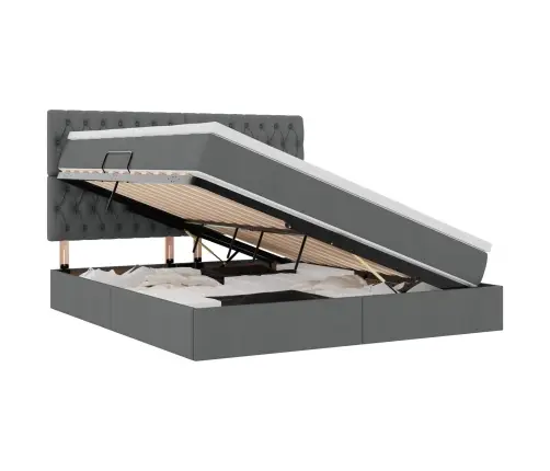 Glabāšanas Gulta Tumši Pelēks 160 X 200 Cm Mākslīgā Āda Vidaxl