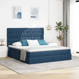 Voodi Hoiukohaga Ja Madratsiga Sinine 160 X 200 Cm Polüester