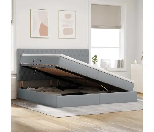 Glabāšanas Gulta Gaiši Pelēks 200 X 200 Cm Mākslīgā Āda Vidaxl