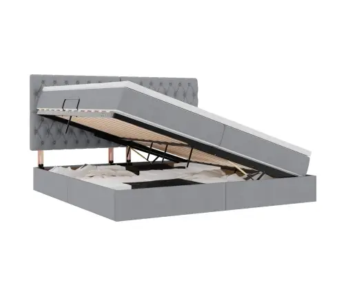 Glabāšanas Gulta Gaiši Pelēks 200 X 200 Cm Mākslīgā Āda Vidaxl