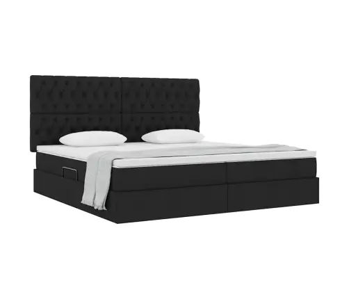 Lova Su Daiktų Laikymo Vieta Ir Čiužiniu Juoda 200 X 200 Cm