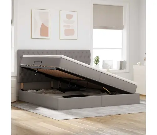 Glabāšanas Gulta Pelēkbrūna 200 X 200 Cm Mākslīgā Āda Vidaxl