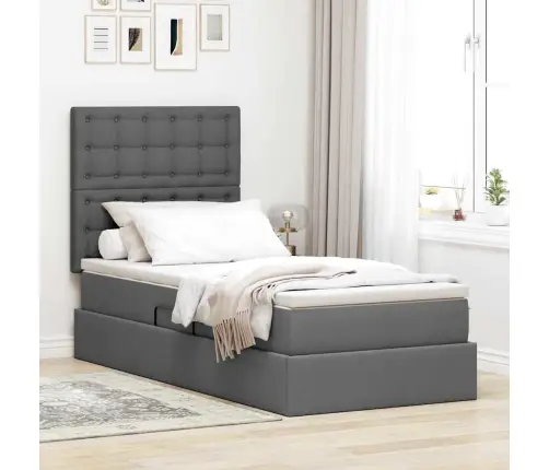 Gulta Ar Uzglabāšanas Vietu Un Matraci Tumši Pelēks 90 X 190 Cm Vidaxl