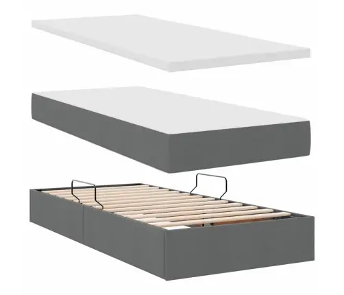 Gulta Ar Uzglabāšanas Vietu Un Matraci Tumši Pelēks 90 X 190 Cm Vidaxl