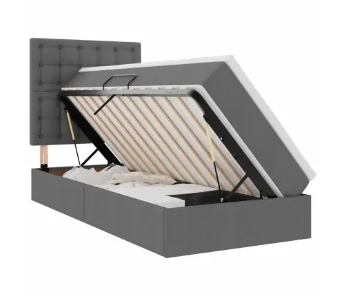 Gulta Ar Uzglabāšanas Vietu Un Matraci Tumši Pelēks 90 X 190 Cm Vidaxl