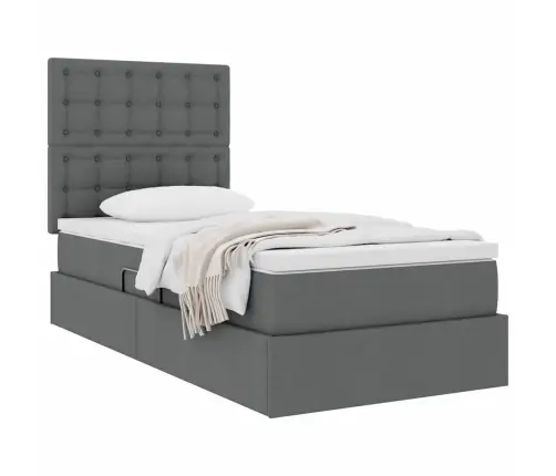 Gulta Ar Uzglabāšanas Vietu Un Matraci Tumši Pelēks 90 X 190 Cm Vidaxl