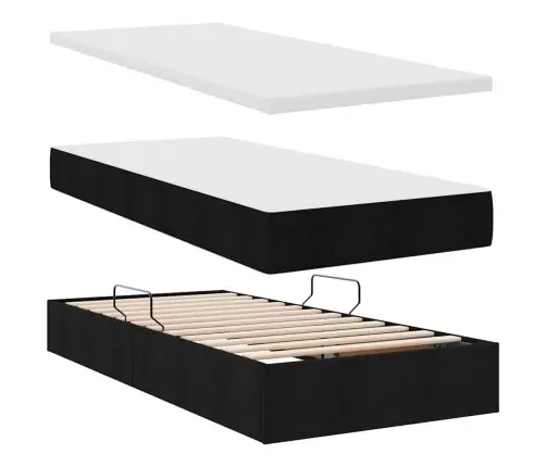 Gulta Ar Uzglabāšanas Vietu Un Matraci Melna 90 X 200 Cm Vidaxl