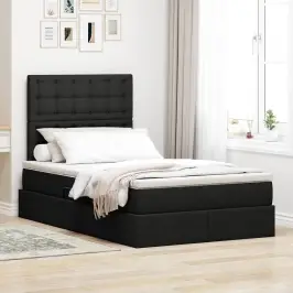 Gulta Ar Uzglabāšanas Vietu Un Matraci Melna 120 X 190 Cm Vidaxl Gulta Ar Uzglabāšanas Vietu Un Matraci Melna 120 X 190 Cm Vidaxl