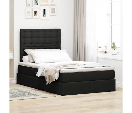 Glabāšanas Gulta Ar Matraci Melna 120 X 190 Cm Mākslīgā Āda Vidaxl