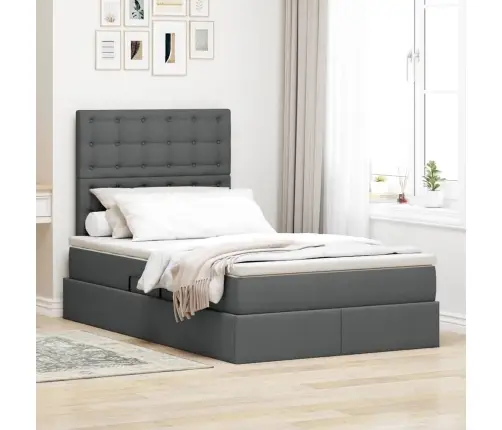 Glabāšanas Gulta Tumši Pelēks 120 X 200 Cm Mākslīgā Āda Vidaxl