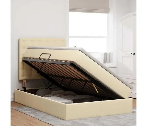 Glabāšanas Gulta Ar Matraci Krēms 120 X 200 Cm Mākslīgā Āda Vidaxl