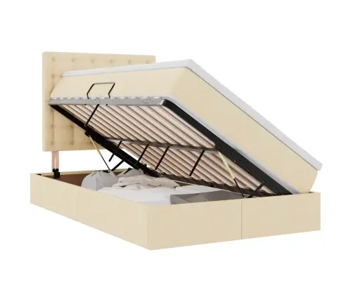 Glabāšanas Gulta Ar Matraci Krēms 120 X 200 Cm Mākslīgā Āda Vidaxl