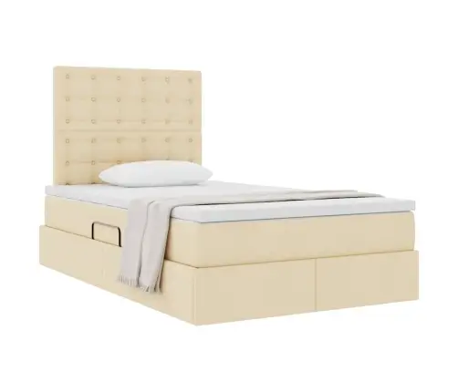 Glabāšanas Gulta Ar Matraci Krēms 120 X 200 Cm Mākslīgā Āda Vidaxl