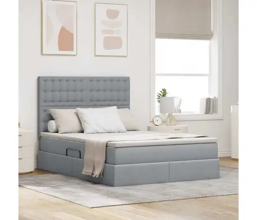 Gulta Ar Uzglabāšanas Vietu Un Matraci Ar Matraci Gaiši Pelēks Vidaxl