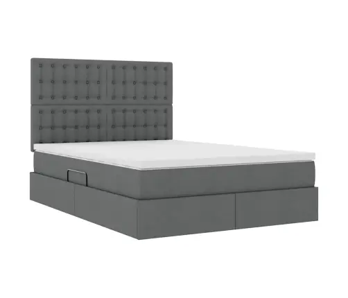 Glabāšanas Gulta Tumši Pelēks 140 X 190 Cm Mākslīgā Āda Vidaxl