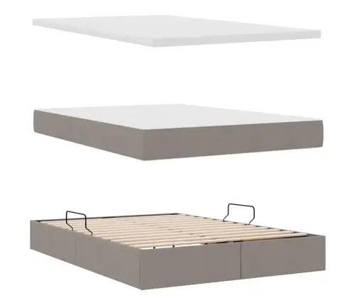 Glabāšanas Gulta Pelēkbrūna 140 X 200 Cm Mākslīgā Āda Vidaxl