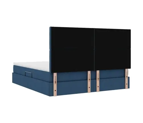 Glabāšanas Gulta Ar Matraci Zila 160 X 200 Cm Mākslīgā Āda Vidaxl