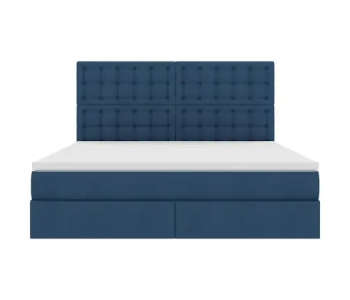 Glabāšanas Gulta Ar Matraci Zila 160 X 200 Cm Mākslīgā Āda Vidaxl