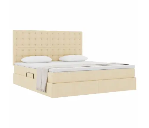 Glabāšanas Gulta Ar Matraci Krēms 180 X 200 Cm Mākslīgā Āda Vidaxl